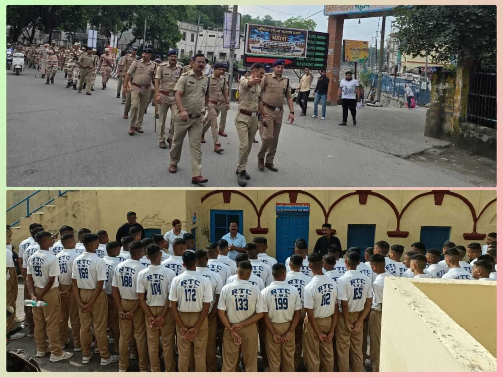 कांवड़ मेले की सुरक्षा व्यवस्था को लेकर मुनि की रेती में फ्लैग मार्च रिक्रूट आरक्षियों की जीरो परेड भी हुई